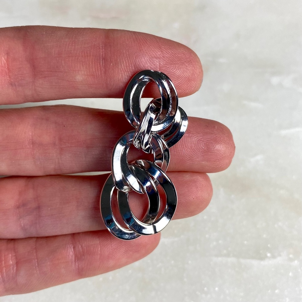 Monet Silver Toned Chain Style Clip On Earrings